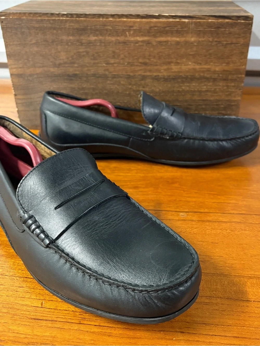 Florsheim Throttle Penny Black Leather Slip On Driver Loafer Size 11